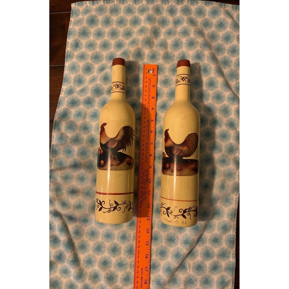 Vintage Style Rooster Ceramic Decorative Wine Bottles Farmhouse Decor‎ Set of 2 - Picture 8 of 8